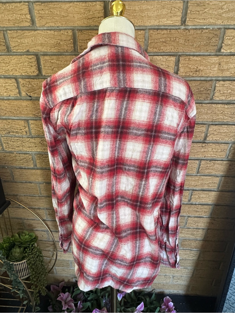 Gender neutral adult small Lucky Brand Red & Blue Plaid flannel shirt bundle - Picture 6 of 7